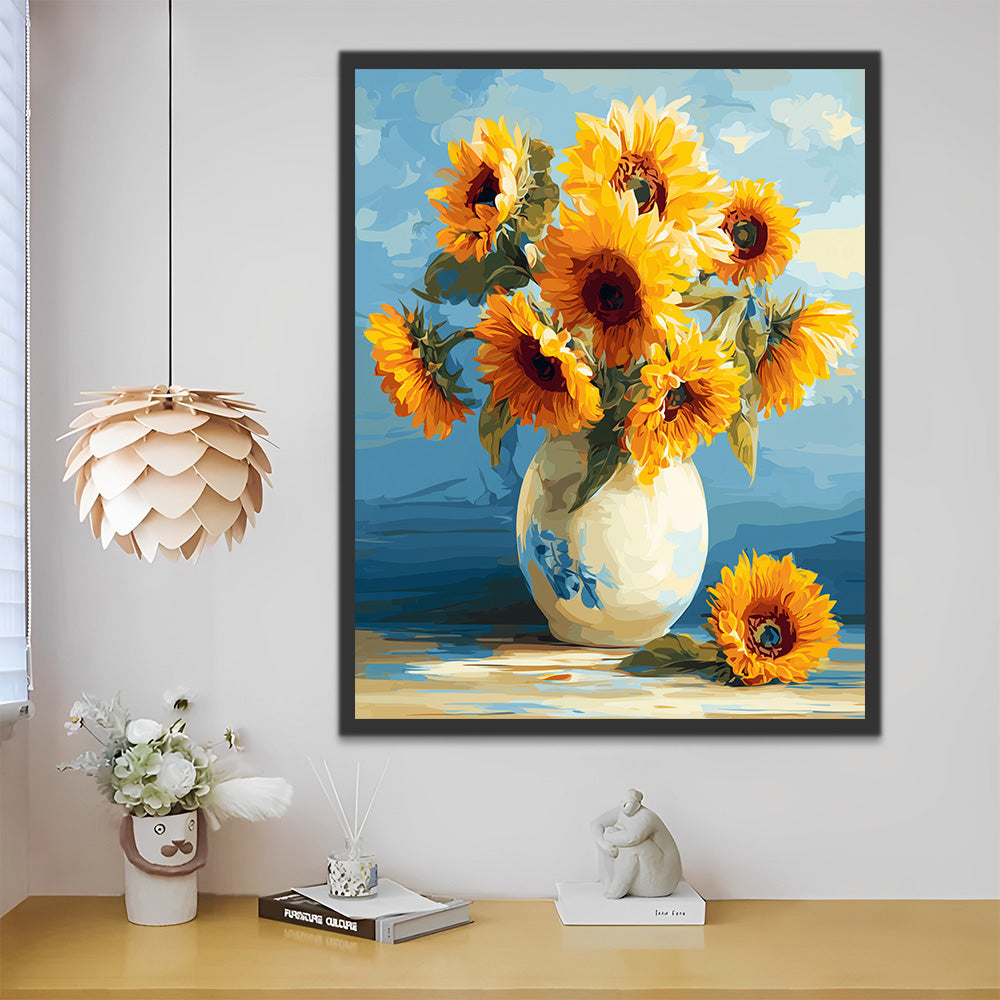 Sunflowers in the Porcelain Vase Paint by Numbers