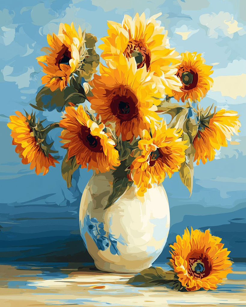 Sunflowers in the Porcelain Vase Paint by Numbers
