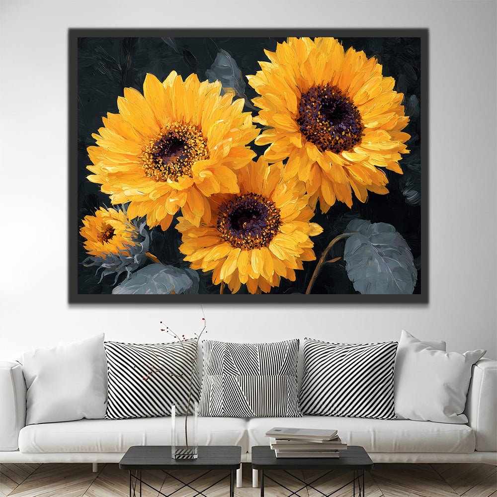 Sunflowers with Dead Leaves Paint by Numbers
