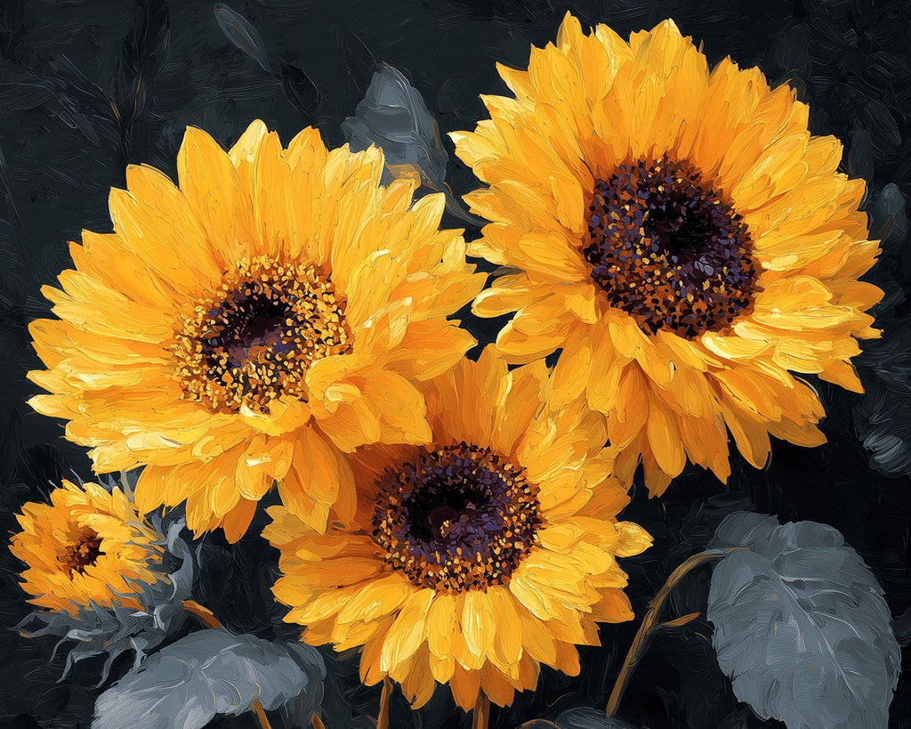 Sunflowers with Dead Leaves Paint by Numbers