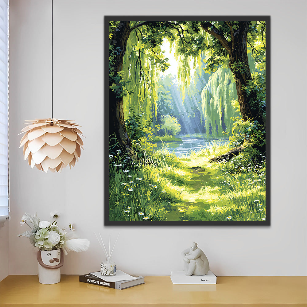 Sunlight in the Green Forest Paint by Numbers
