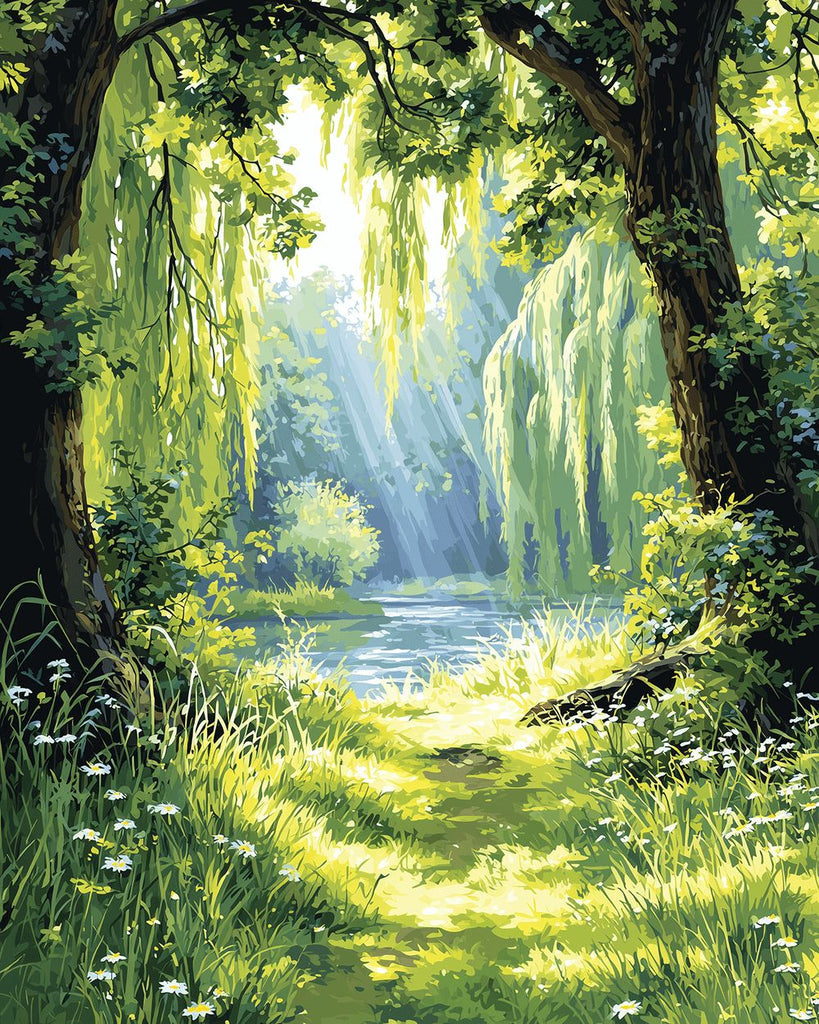 Sunlight in the Green Forest Paint by Numbers