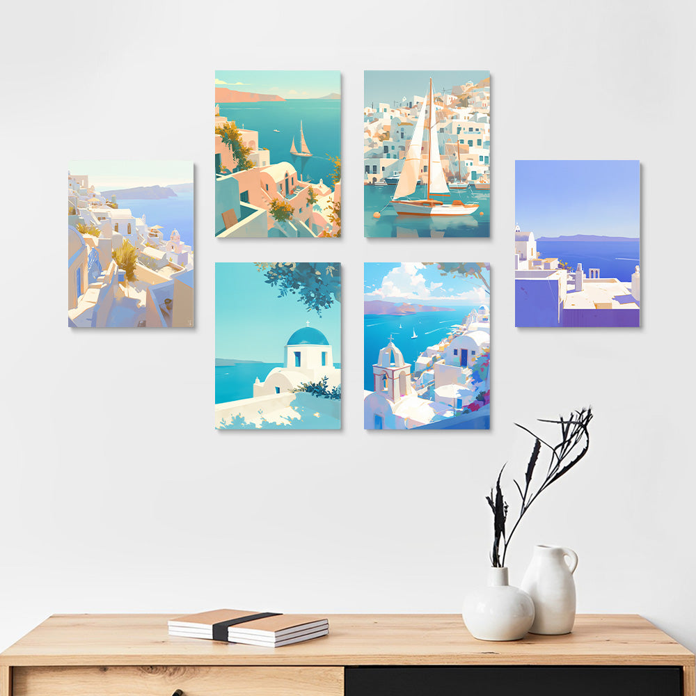 Sunny Coastal City 6 Pieces Mini Paint by Numbers