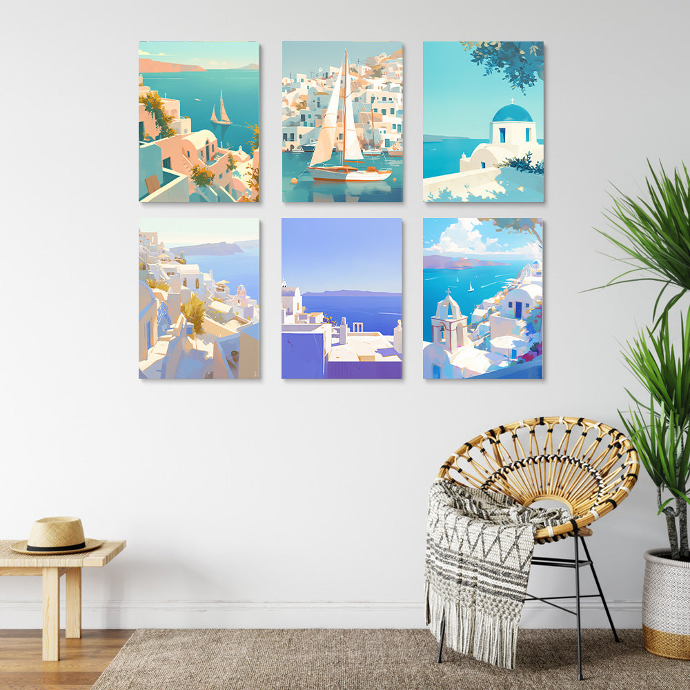 Sunny Coastal City 6 Pieces Mini Paint by Numbers