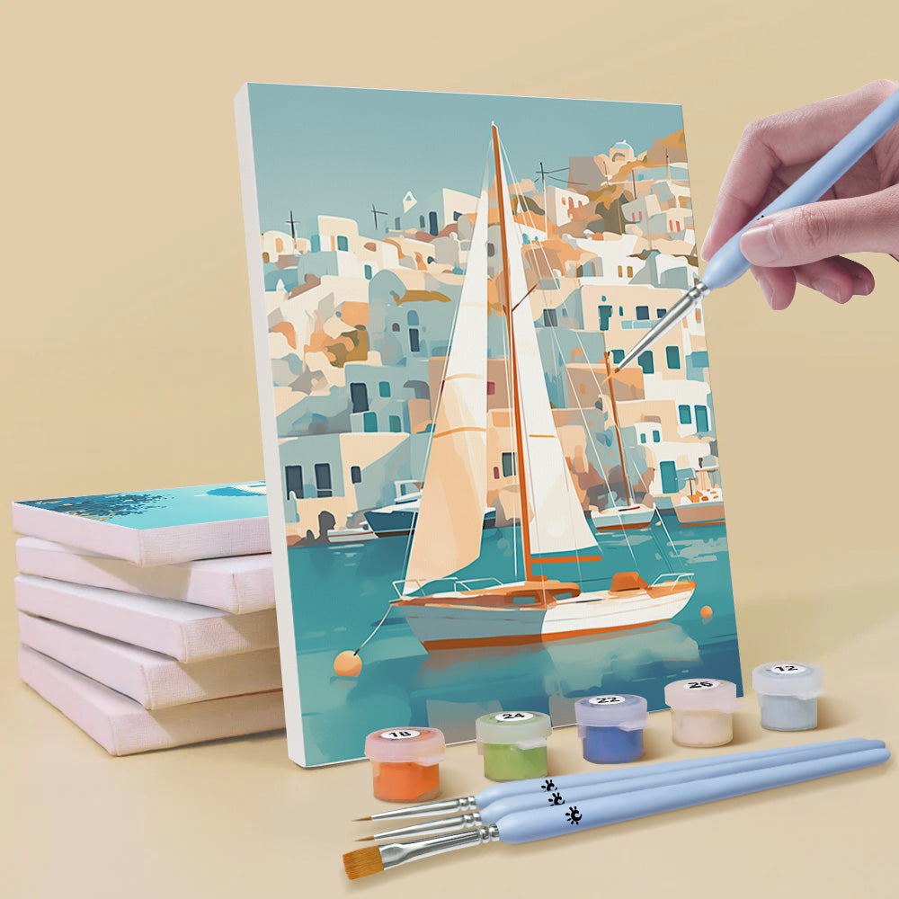 Sunny Coastal City 6 Pieces Mini Paint by Numbers