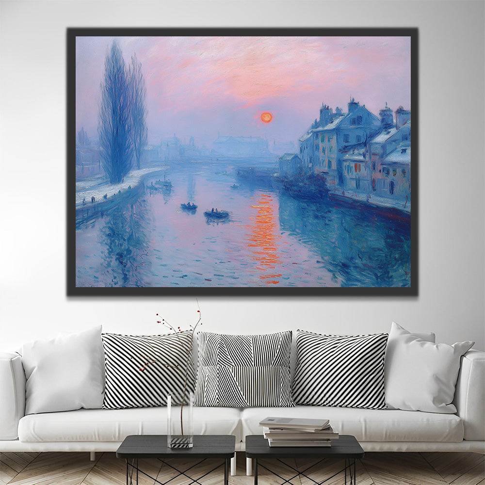 Sunrise over the Winter River Paint by Numbers
