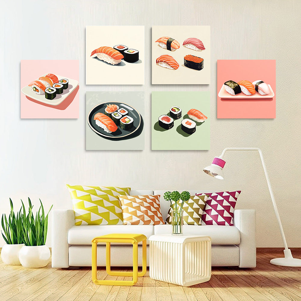 Sushi Platter 6 Pieces Mini Paint by Numbers