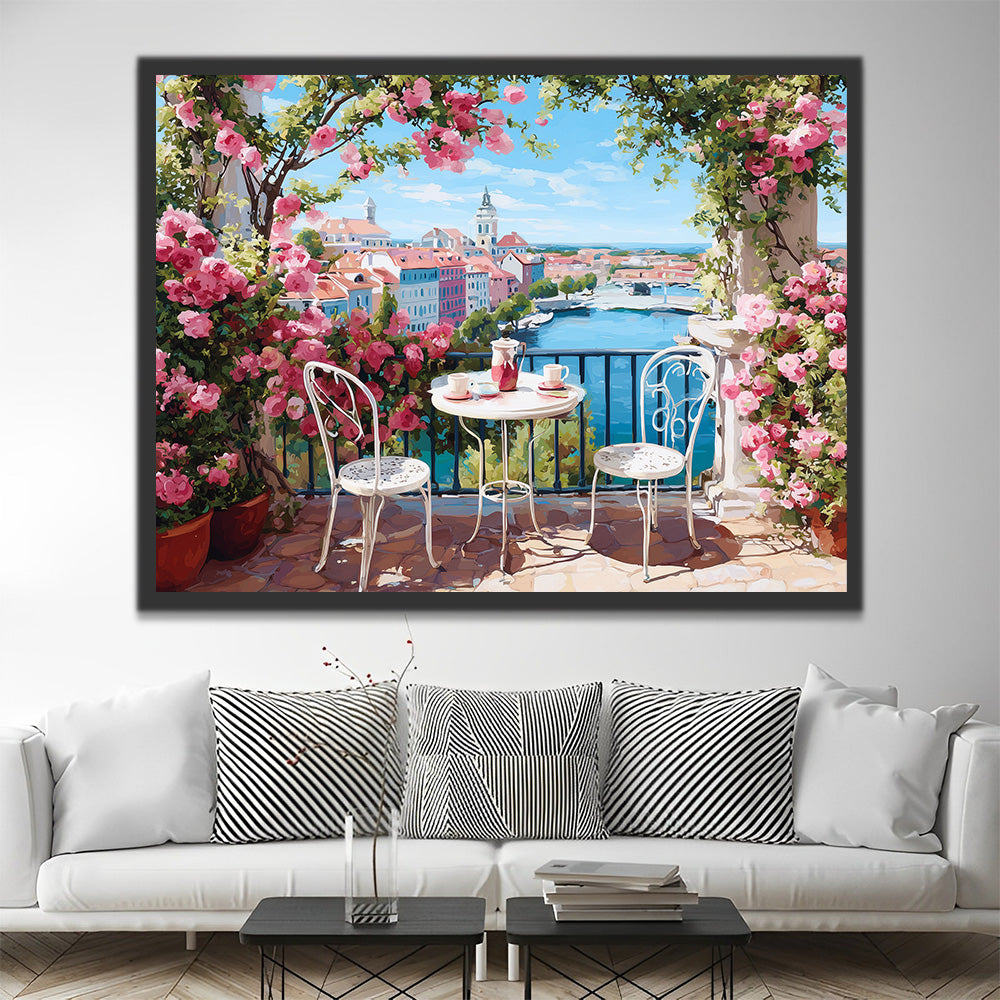 Terrace full of Roses Paint by Numbers