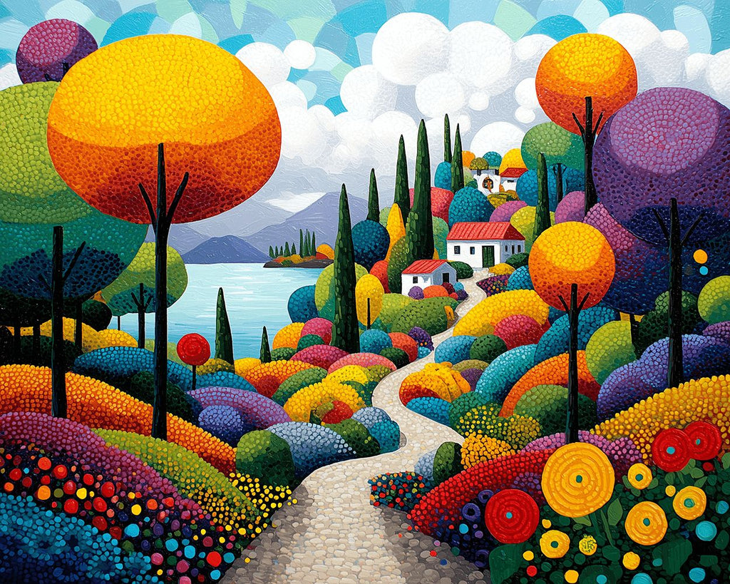 The Coastal Countryside is full of Colorful Plants Paint by Numbers