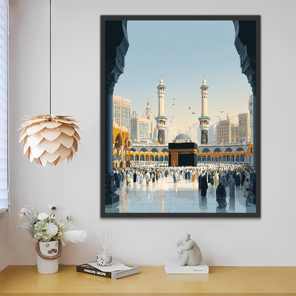 The Grand Mosque of Mecca is Crowded with People Paint by Numbers