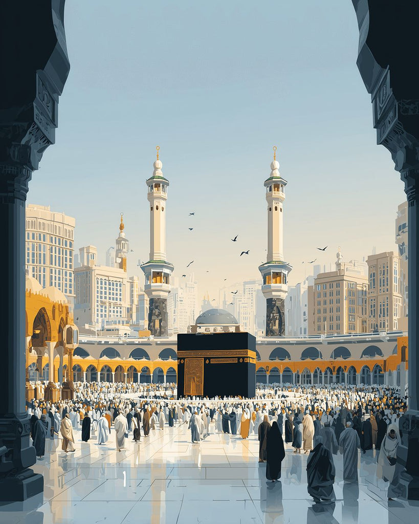 The Grand Mosque of Mecca is Crowded with People Paint by Numbers