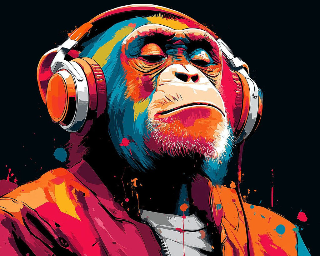 The Orangutan Gentleman Immersed in Music Paint by Numbers