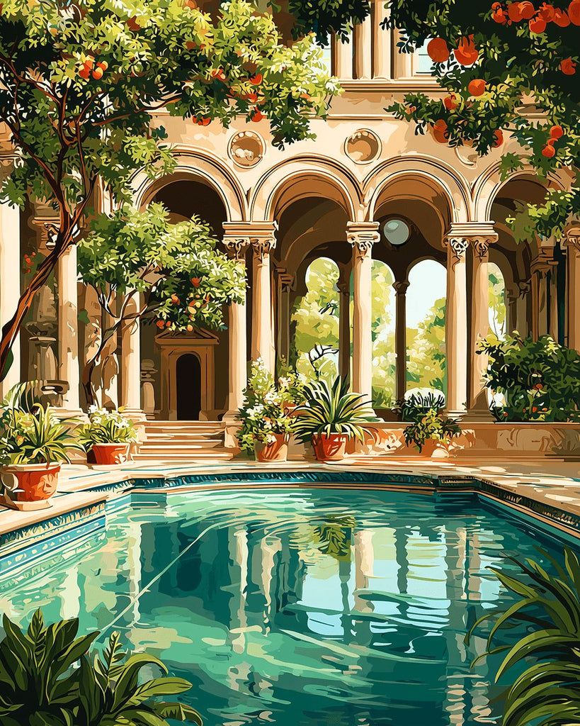 The Pond and Fruit Trees in the Palace Paint by Numbers