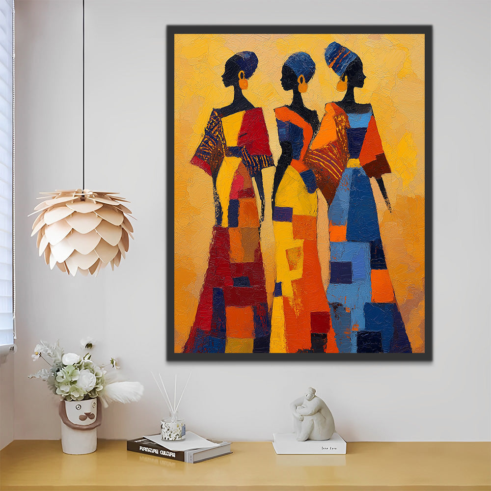 Three African Women Paint by Numbers