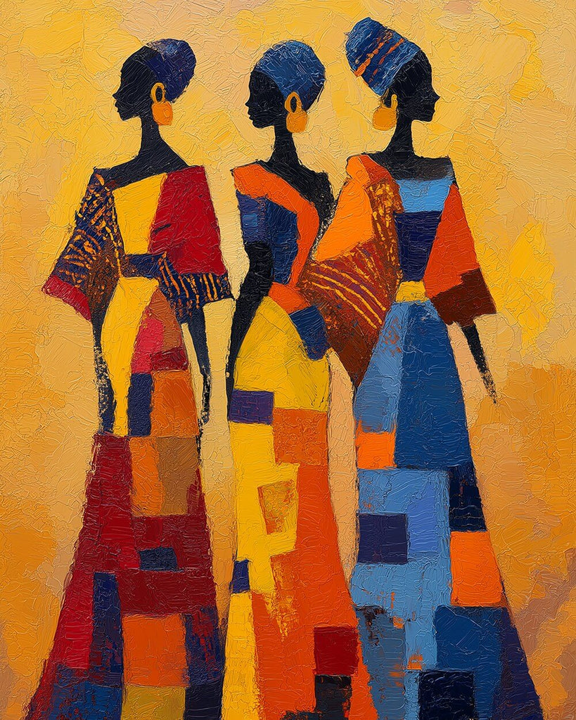 Three African Women Paint by Numbers
