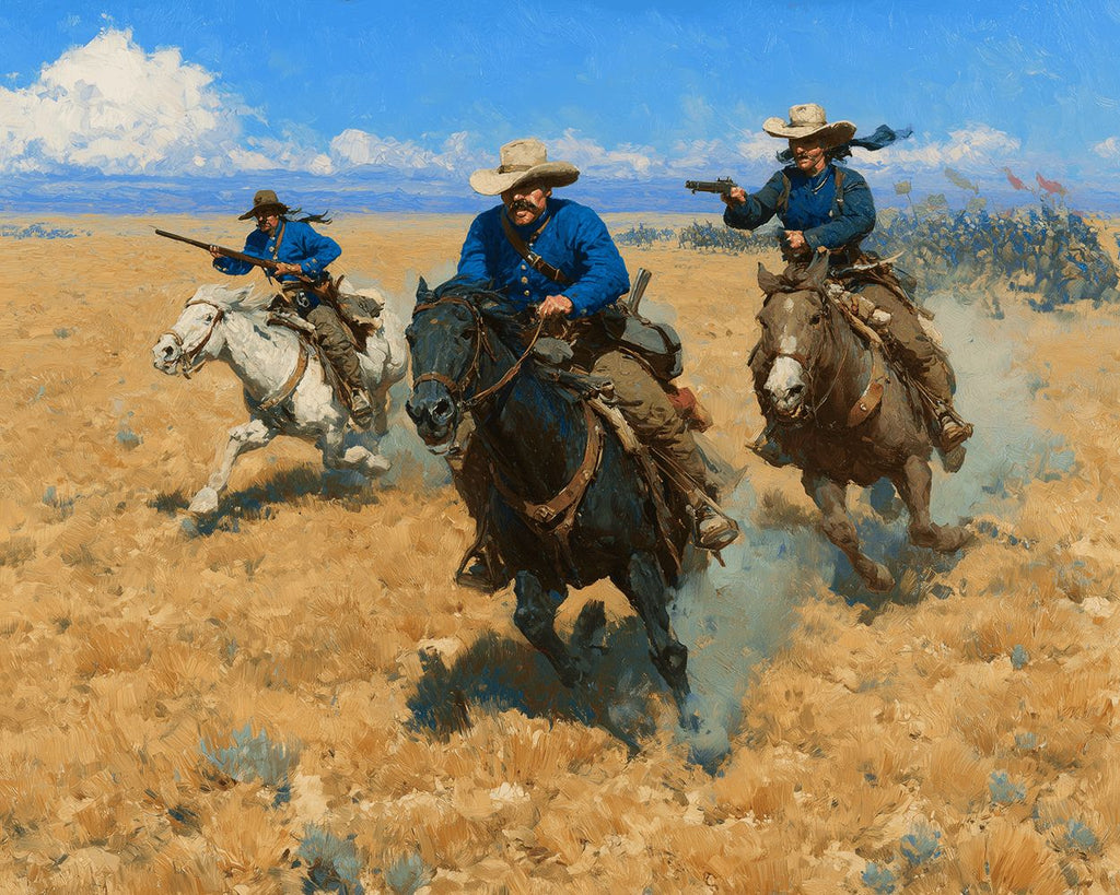 Three Bounty Hunters on Horseback Paint by Numbers