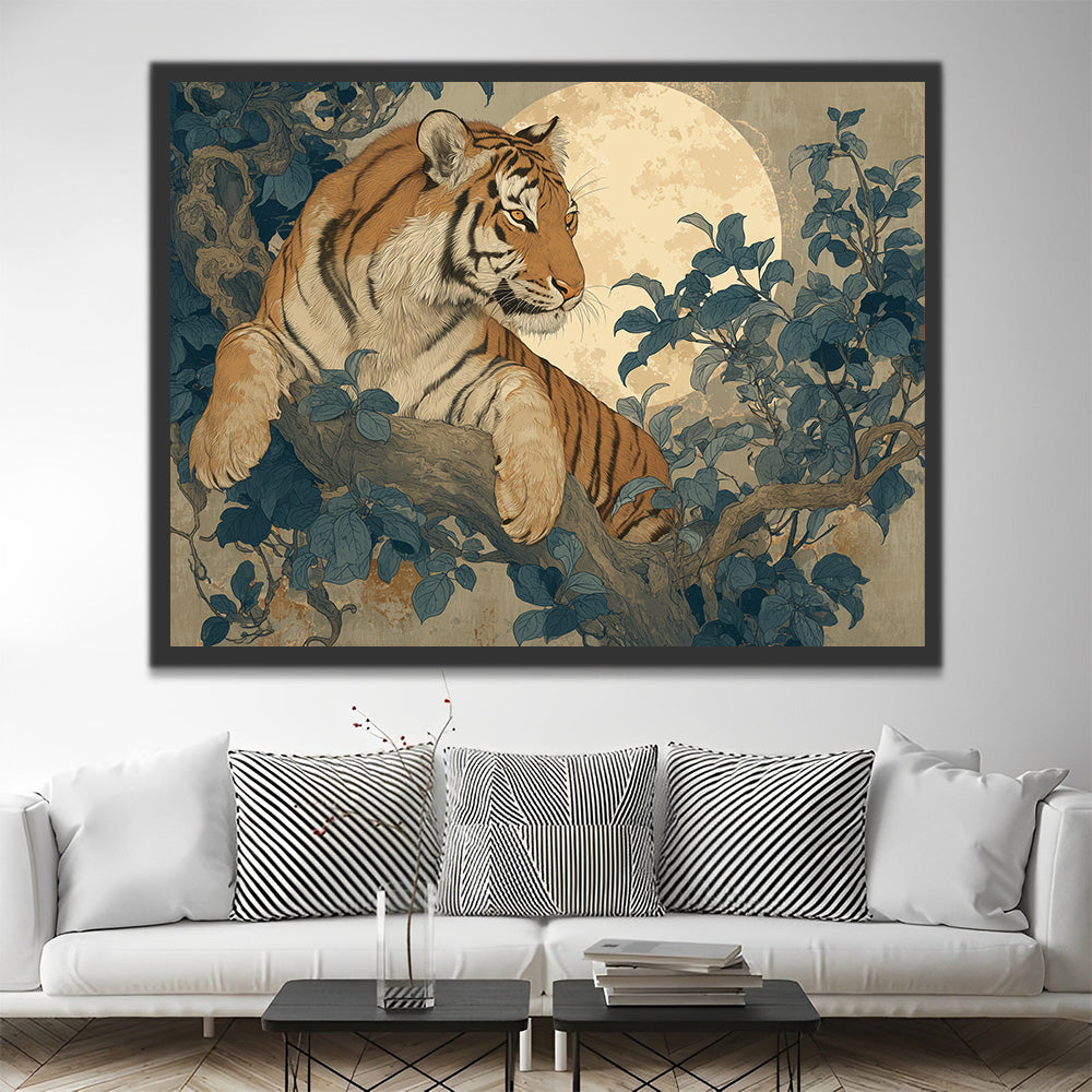 Tiger Climbing on a Tree Paint by Numbers