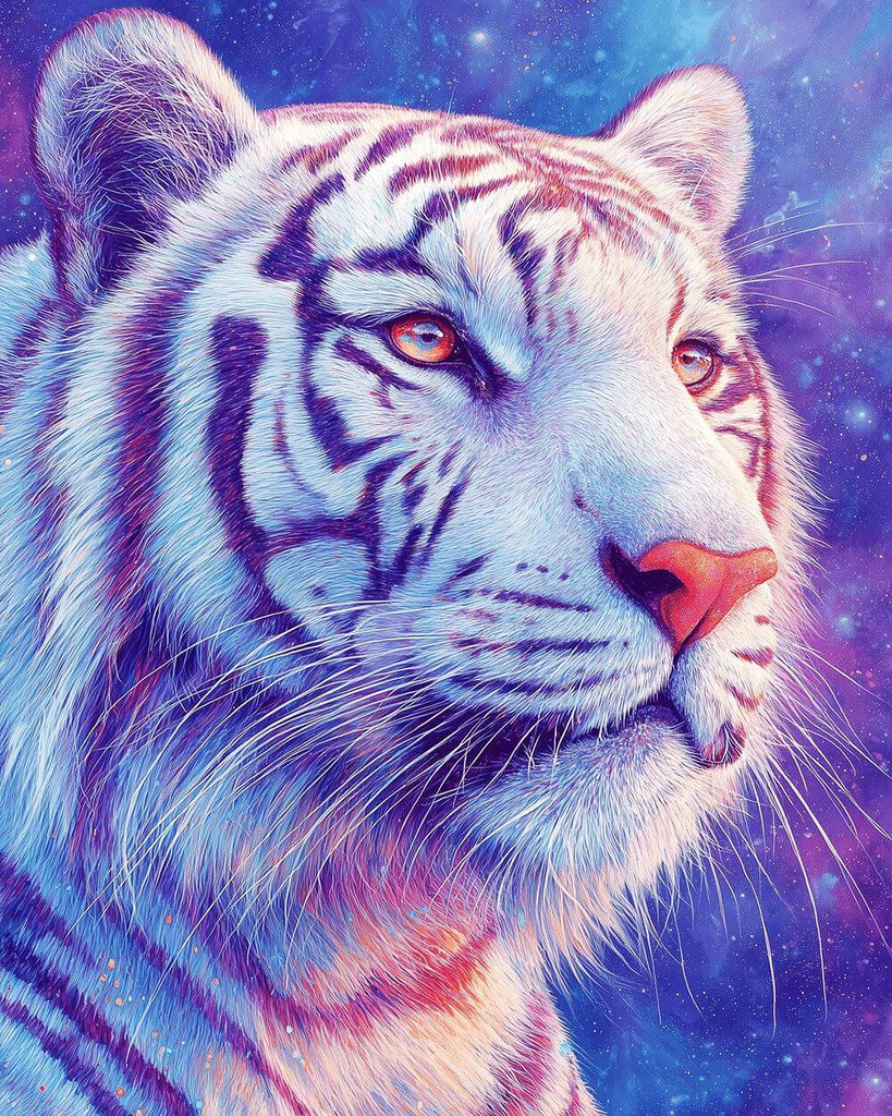Tiger under the Purple Starry Sky Paint by Numbers