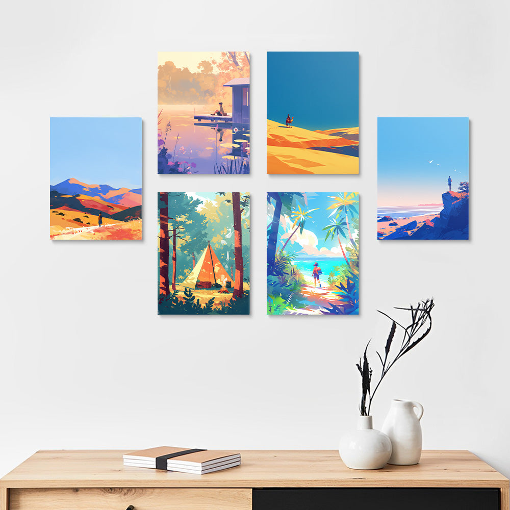 Traveling in Nature 6 Pieces Mini Paint by Numbers