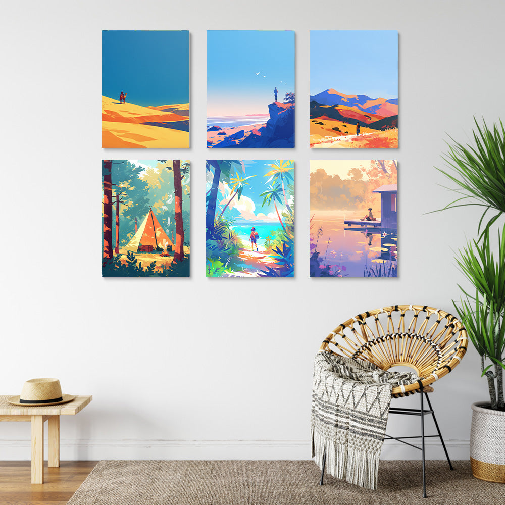 Traveling in Nature 6 Pieces Mini Paint by Numbers
