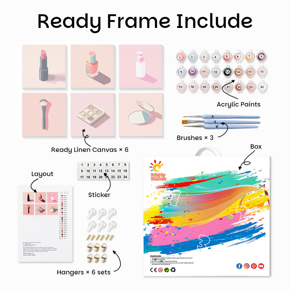 Trendy Cosmetics 6 Pieces Mini Paint by Numbers