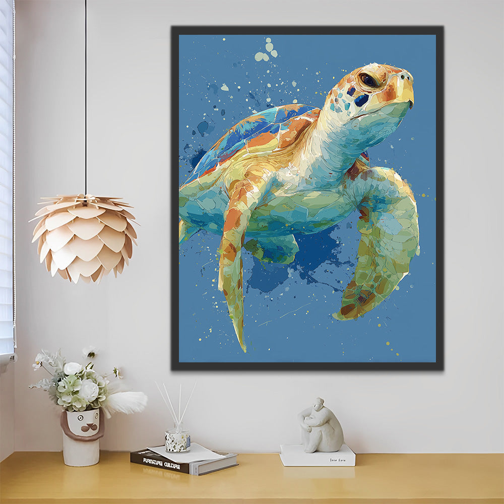 Turtle Swimming Vigorously Paint by Numbers