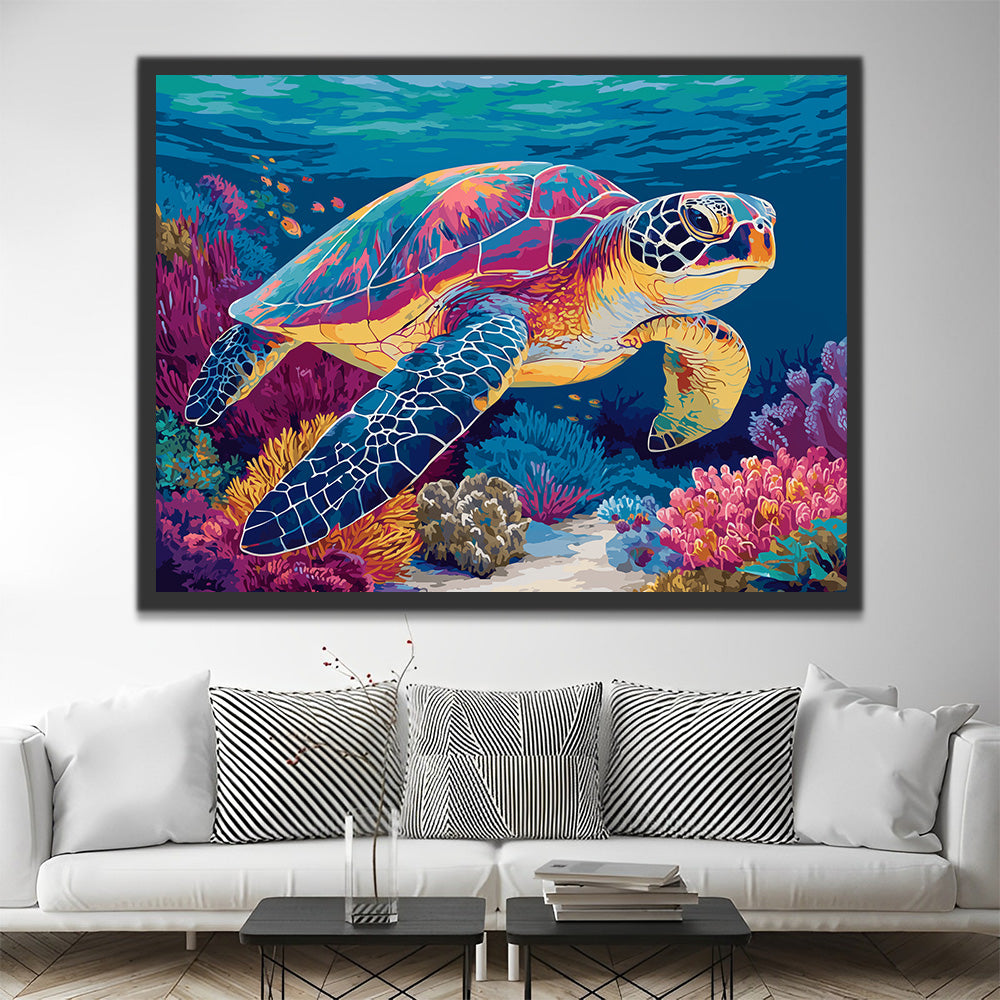Turtles and Corals in the Deep Sea Paint by Numbers