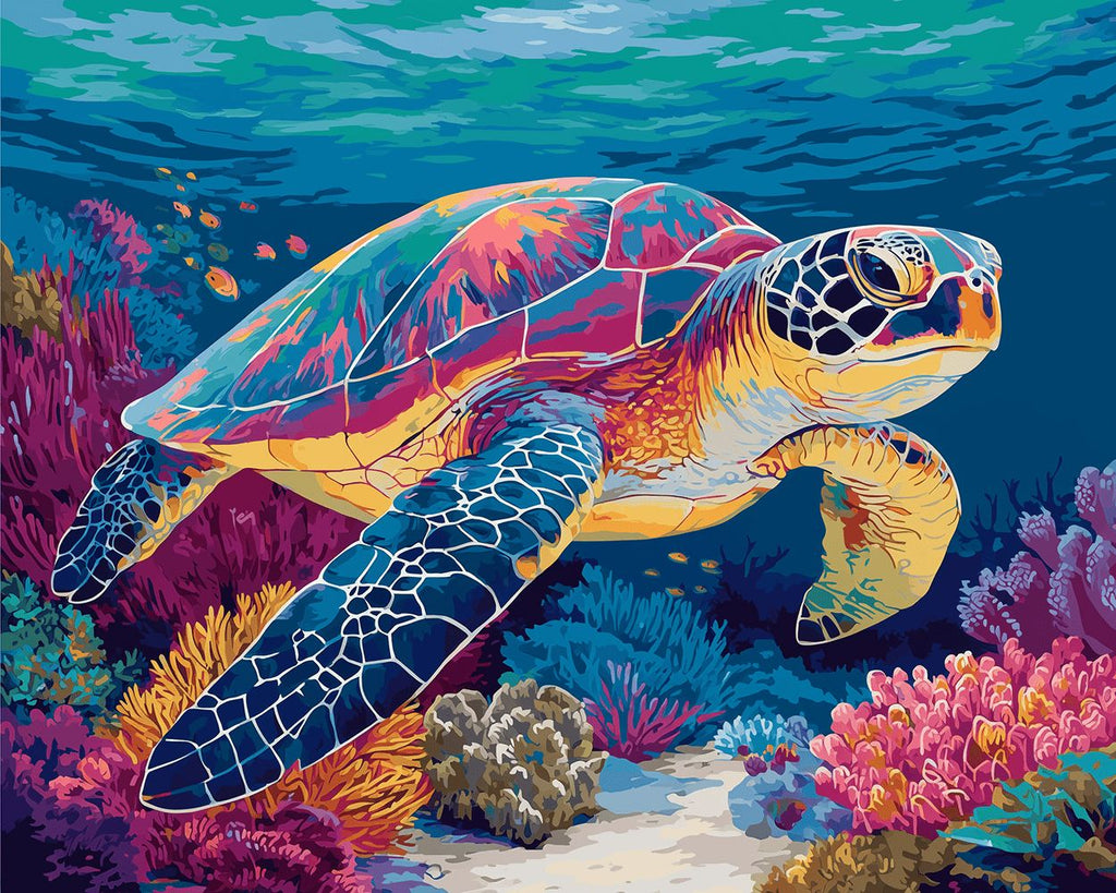 Turtles and Corals in the Deep Sea Paint by Numbers