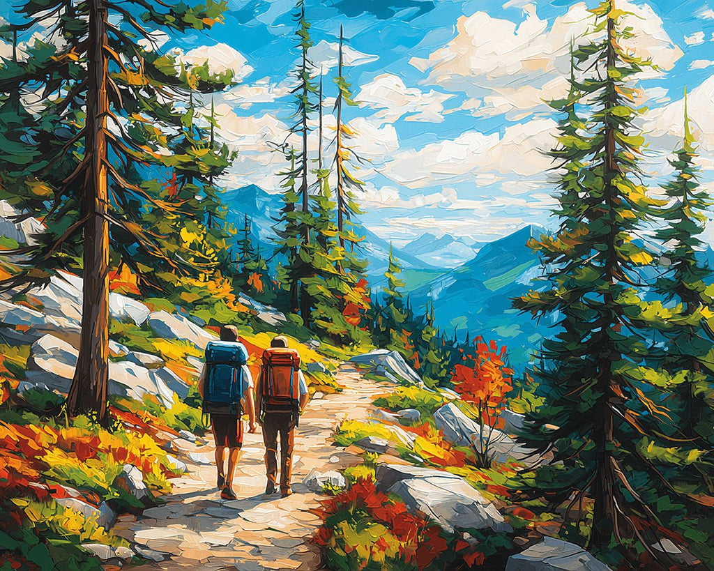 Two Backpackers in the Mountains Paint by Numbers