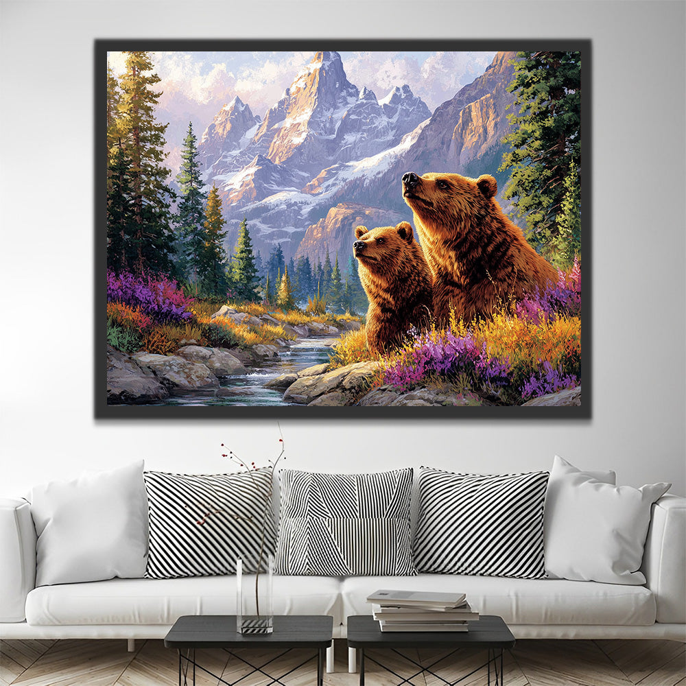 Two Brown Bears in the Valley Paint by Numbers