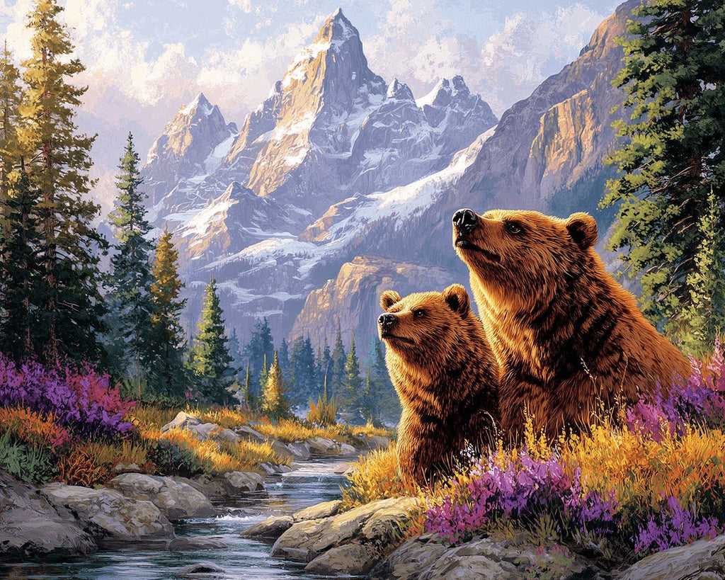 Two Brown Bears in the Valley Paint by Numbers