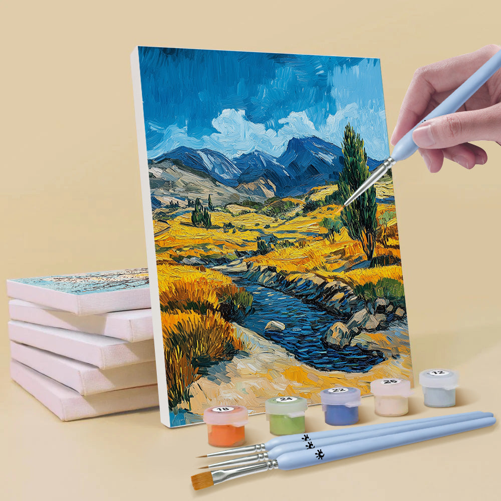 Van Gogh-style Natural Landscape 6 Pieces Mini Paint by Numbers