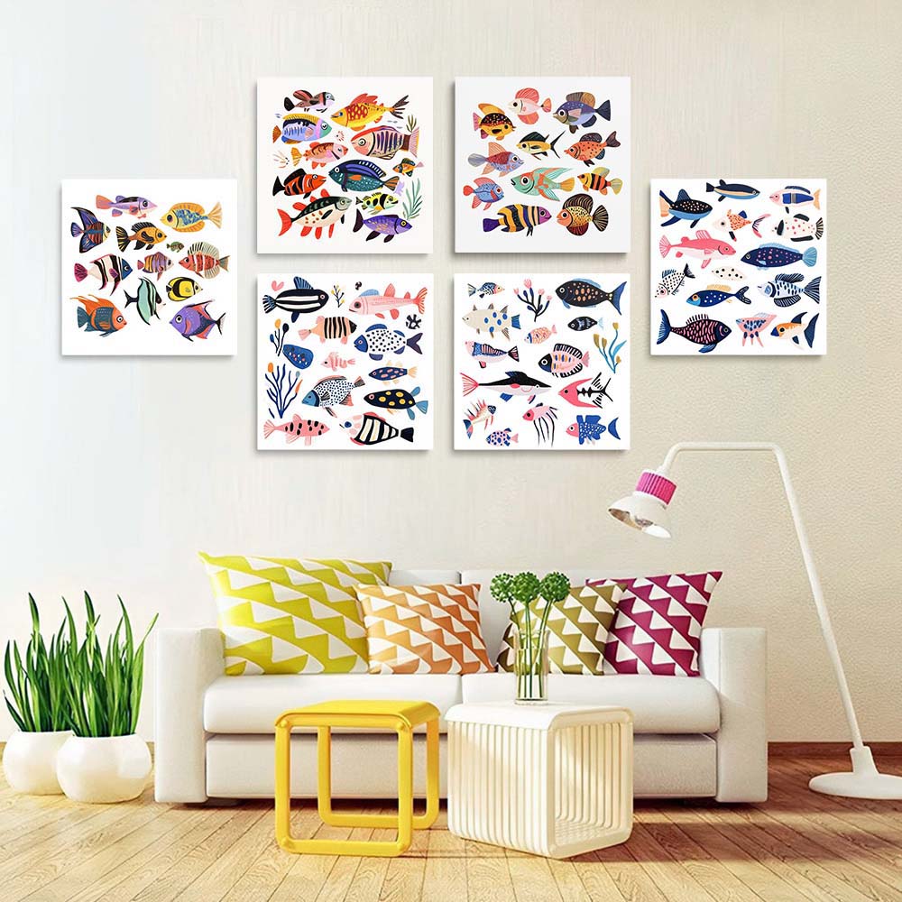 Various Colorful Fish 6 Pieces Mini Paint by Numbers