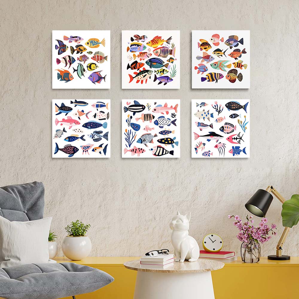 Various Colorful Fish 6 Pieces Mini Paint by Numbers