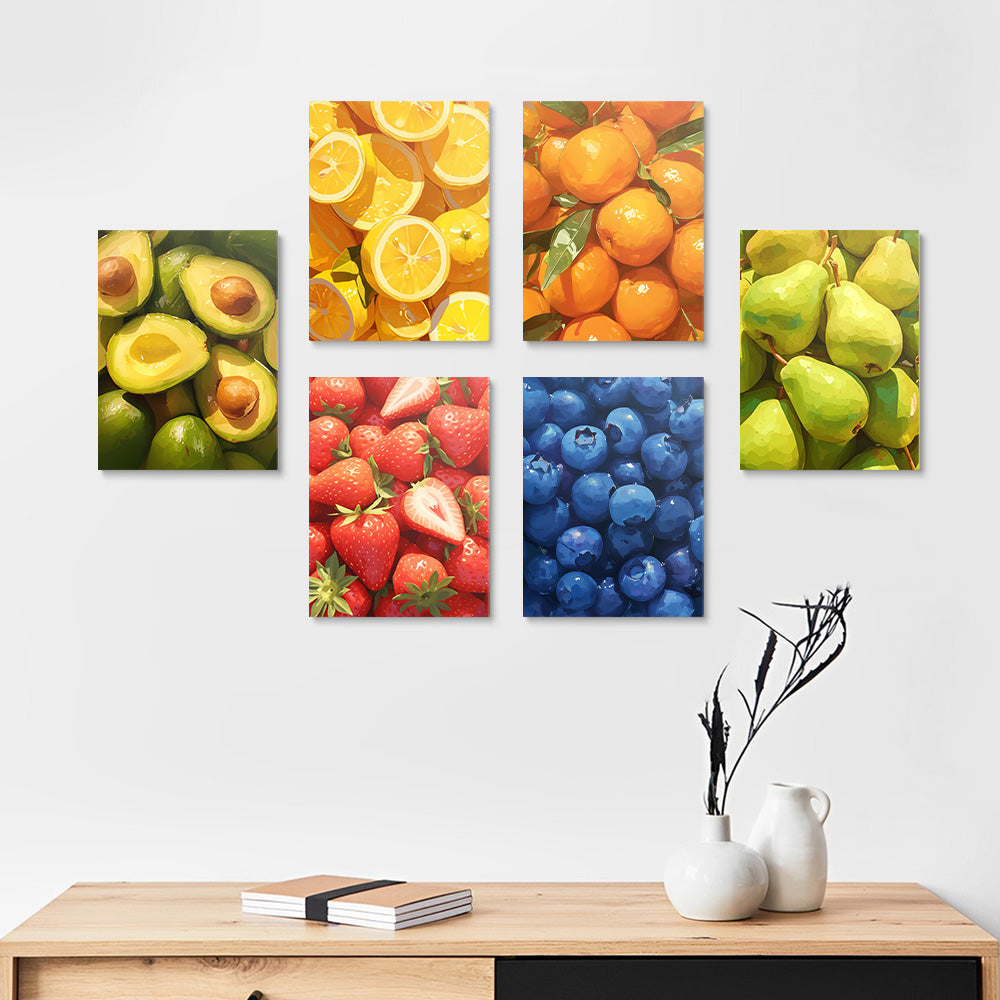 Various Fresh Fruits 6 Pieces Mini Paint by Numbers