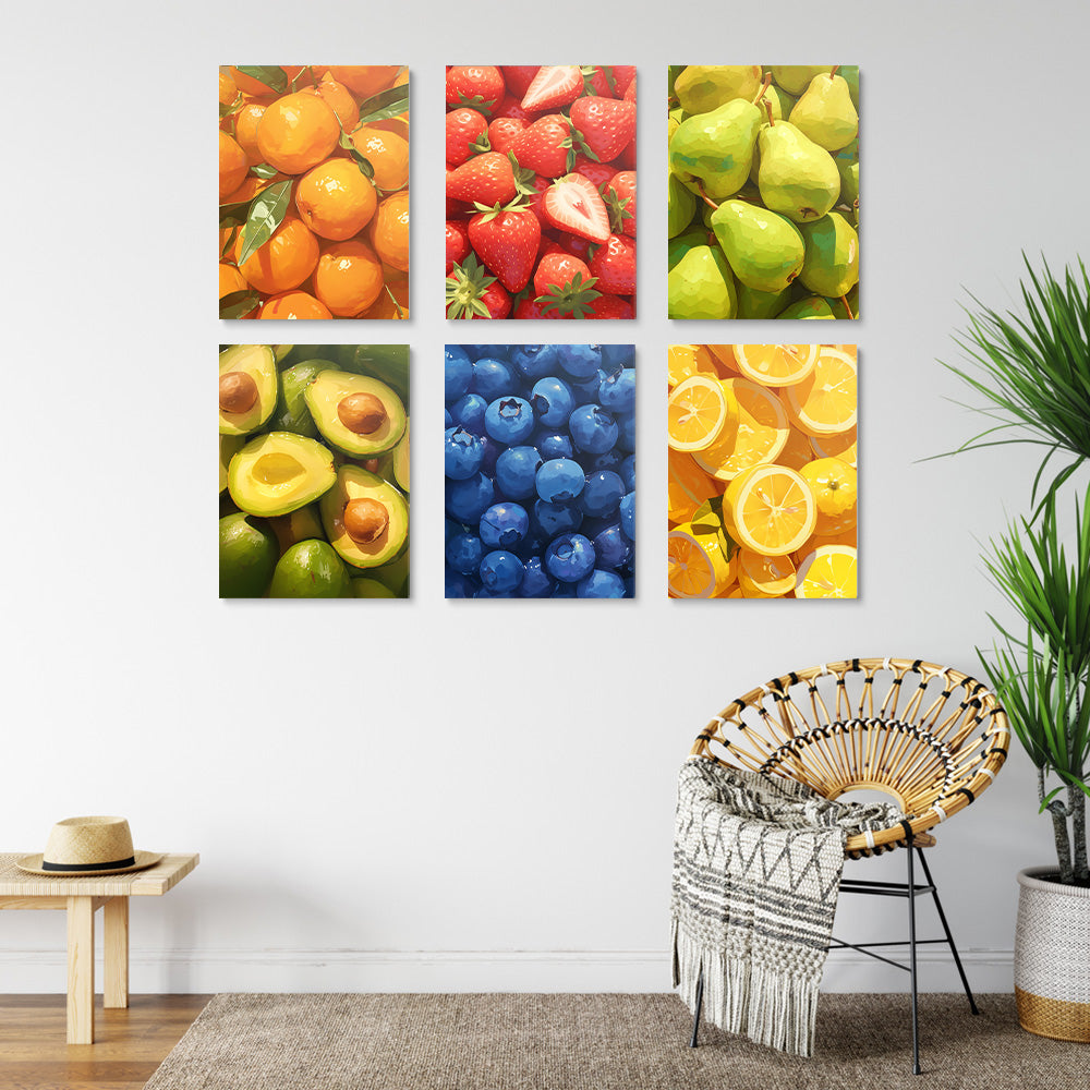 Various Fresh Fruits 6 Pieces Mini Paint by Numbers