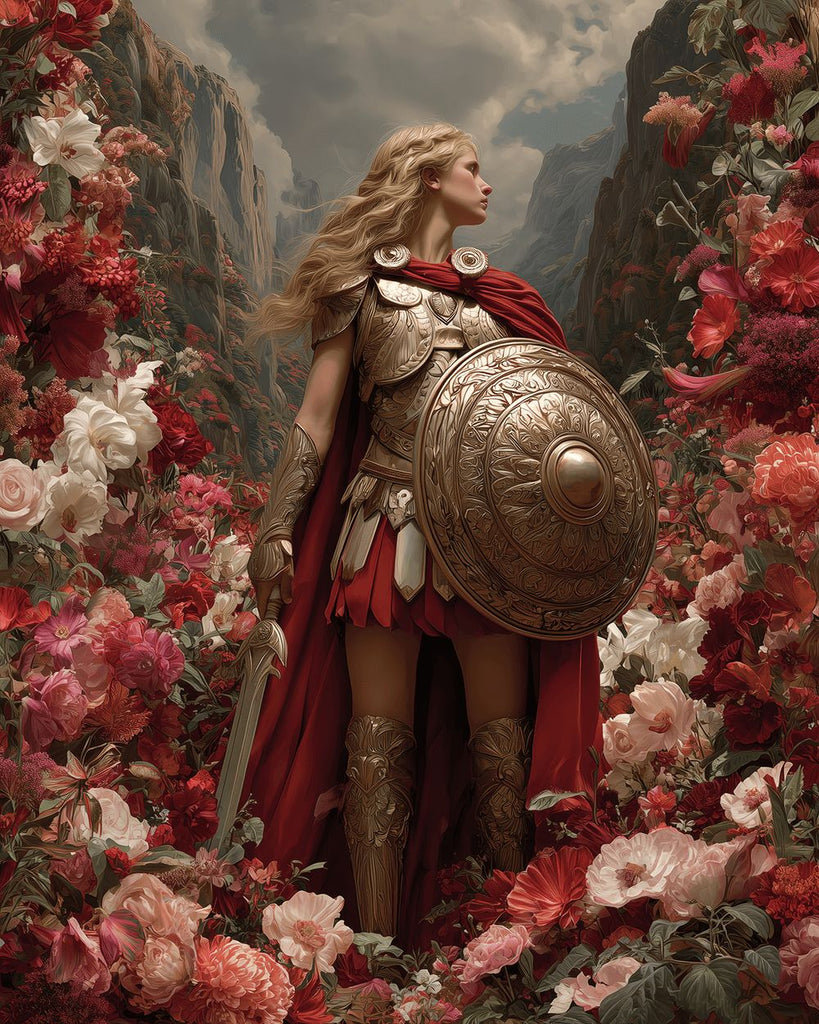 Warrior Girl in the Valley of Flowers Paint by Numbers