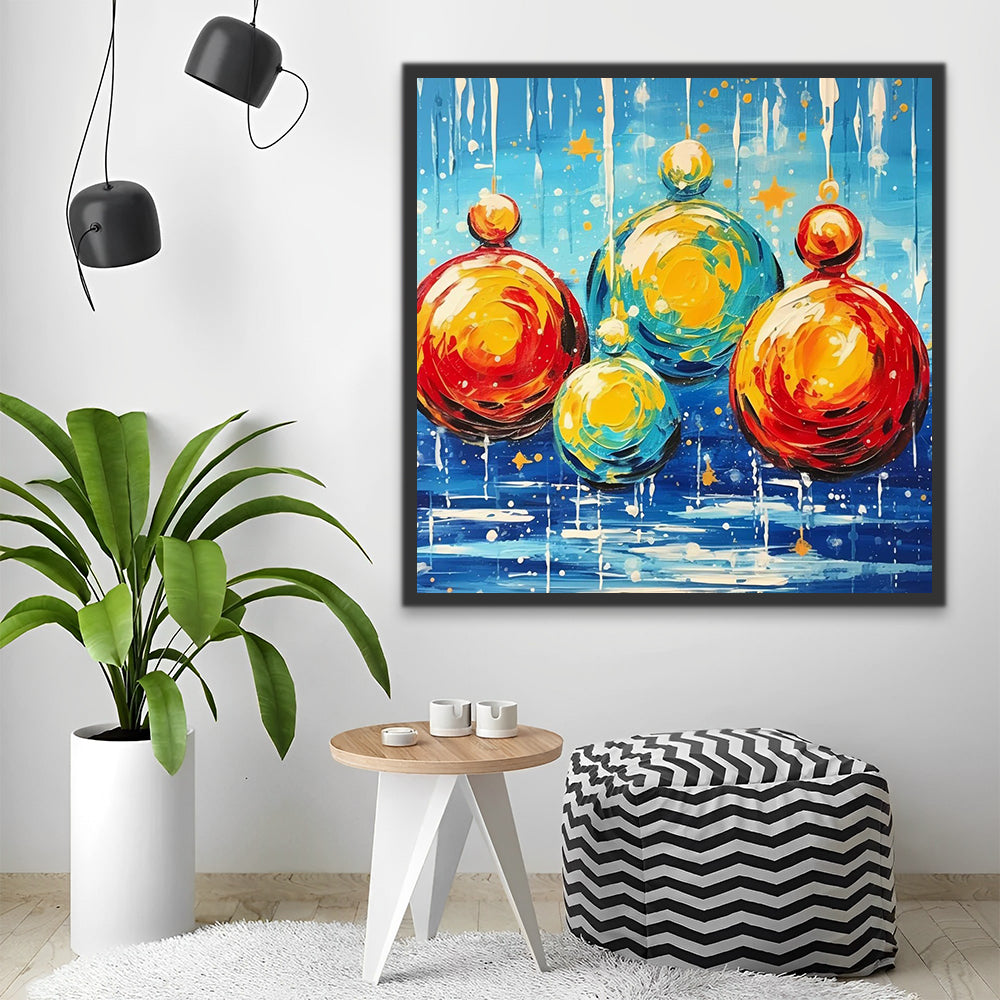 Watercolor Christmas Decorative Balls Paint by Numbers
