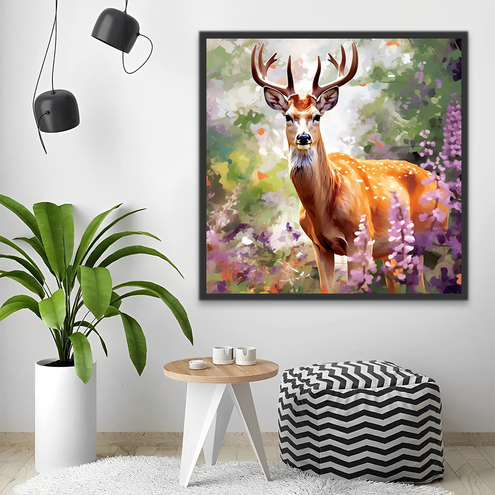 Watercolor Deer in Forest Paint by Numbers