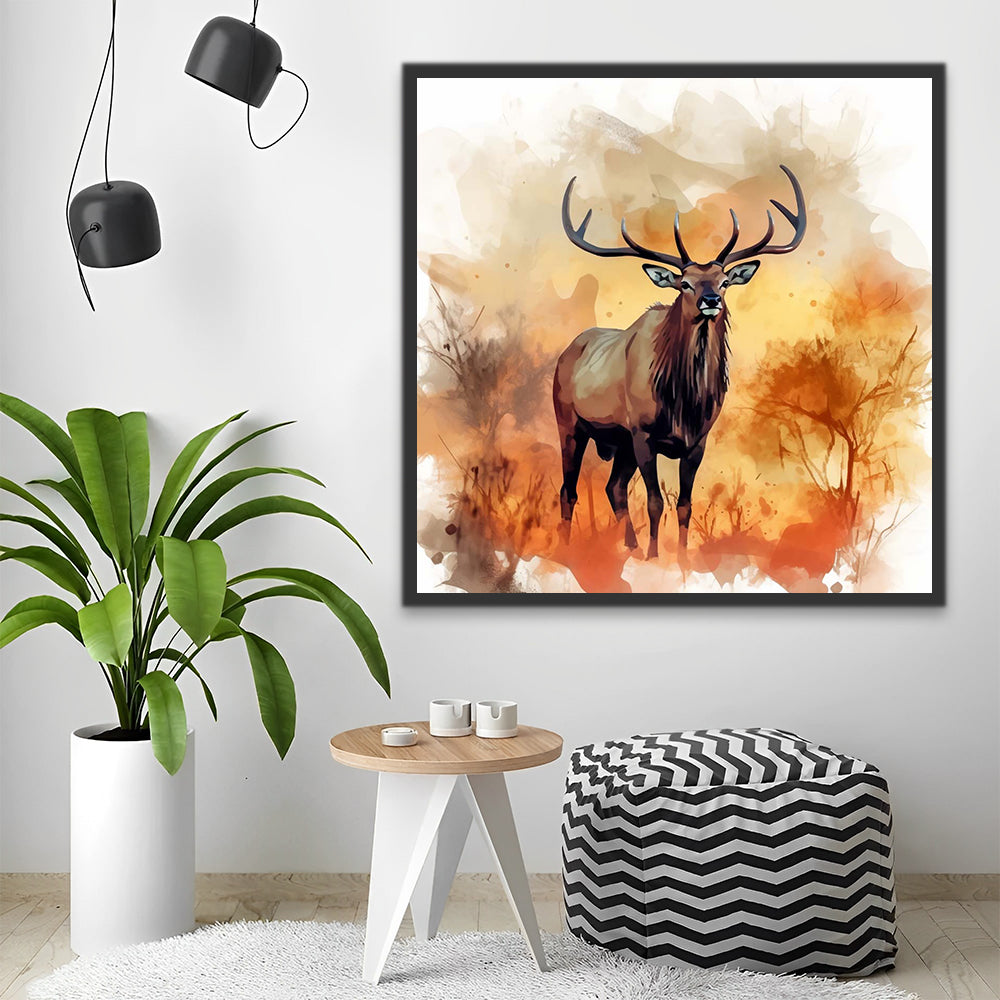Watercolor Elk Paint by Numbers