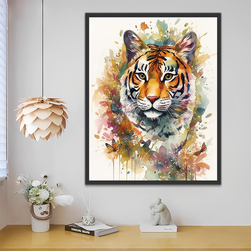 Watercolor Tiger Paint by Numbers