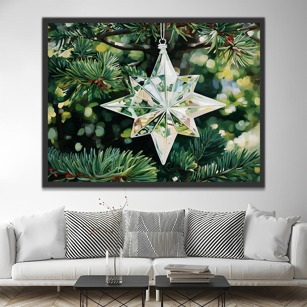 White Crystal Christmas Magic Star Paint by Numbers