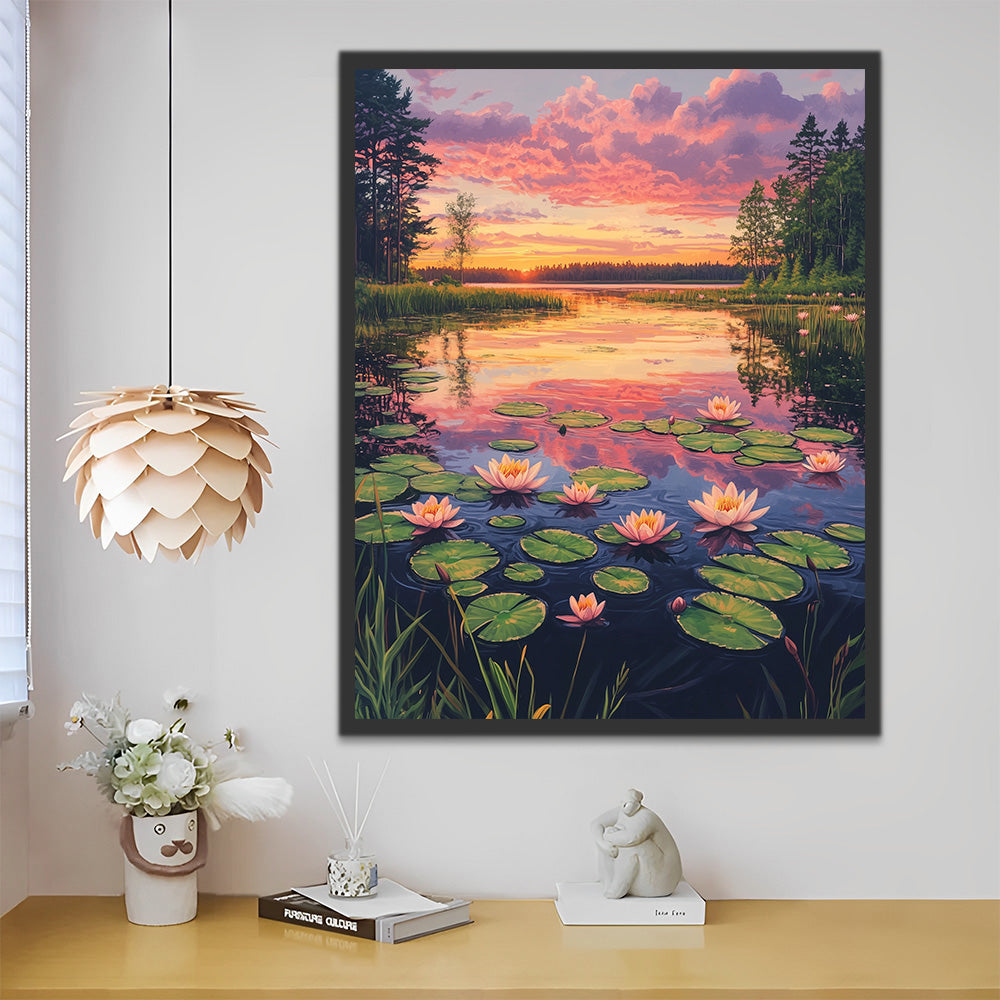 Wild Lotus Lake Paint by Numbers