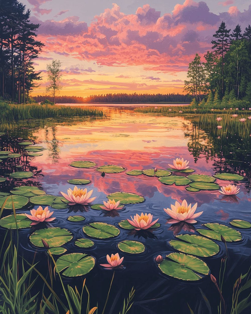 Wild Lotus Lake Paint by Numbers