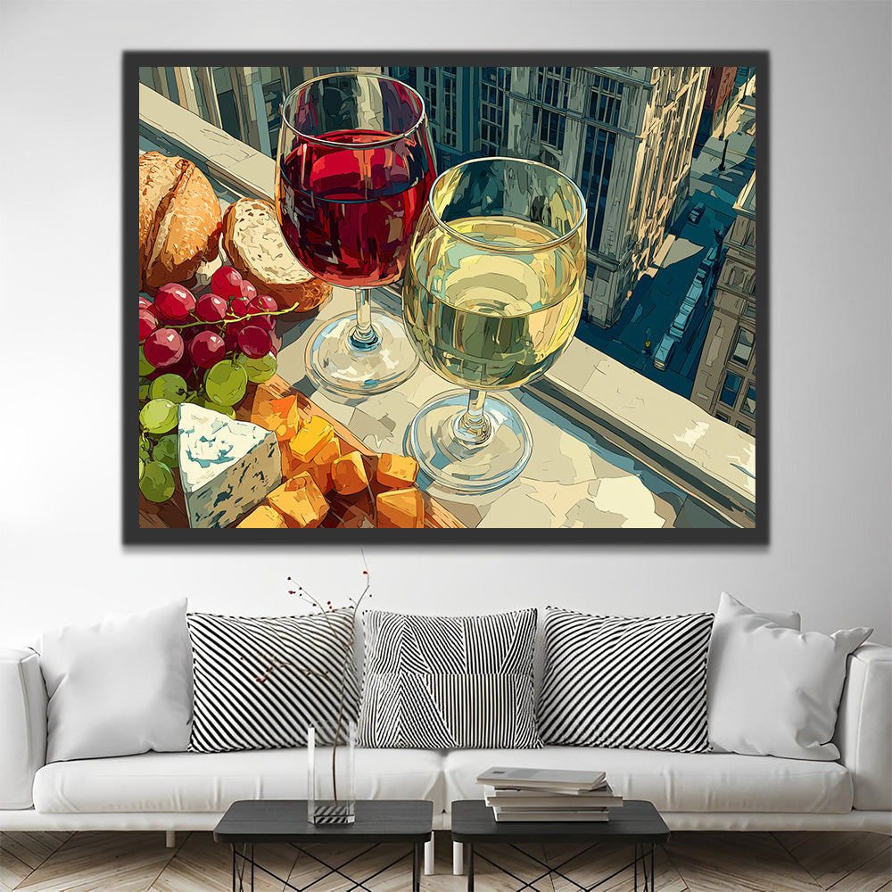 Wine, Champagne and Snacks Paint by Numbers