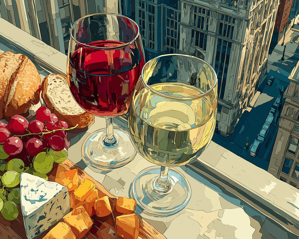 Wine, Champagne and Snacks Paint by Numbers