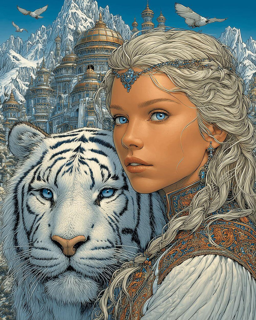 Woman and Tiger in front of the Palace Paint by Numbers