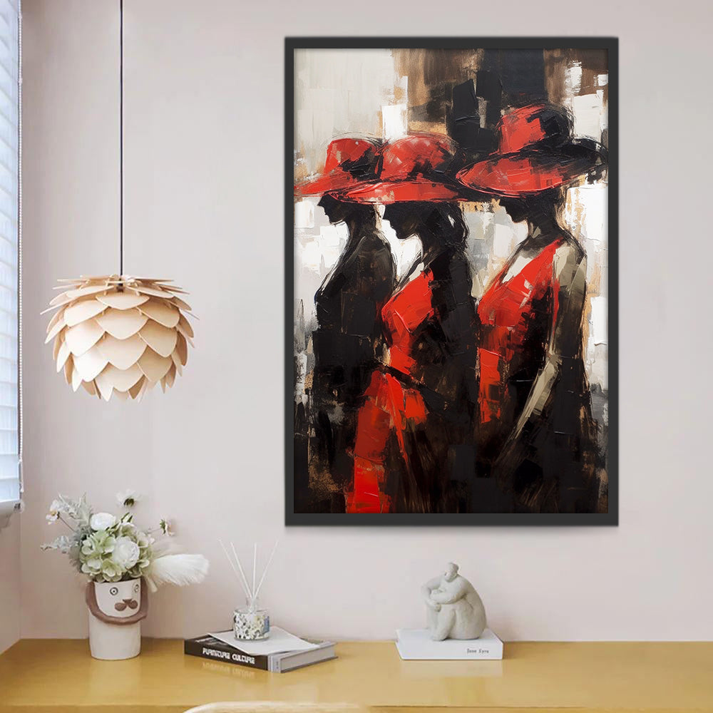 Women in Red Dress and Red Hat Paint by Numbers