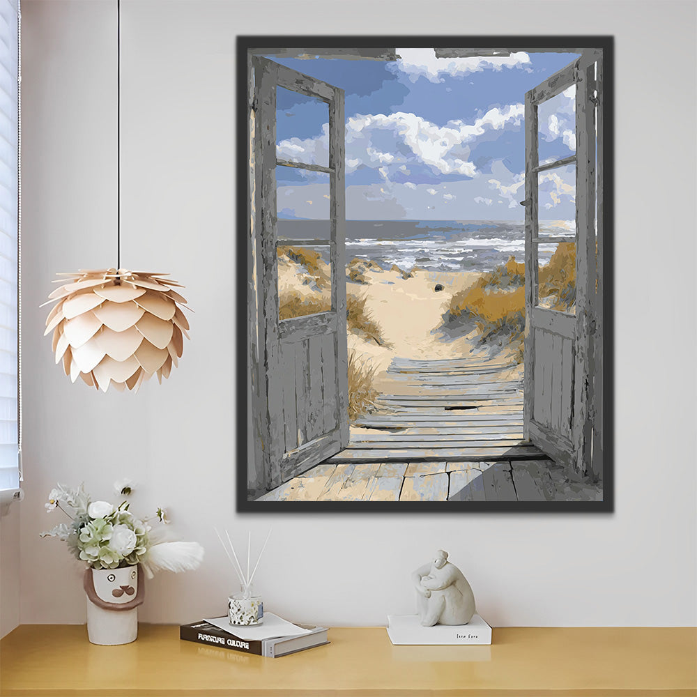 Wooden Door by the Sea Paint by Numbers