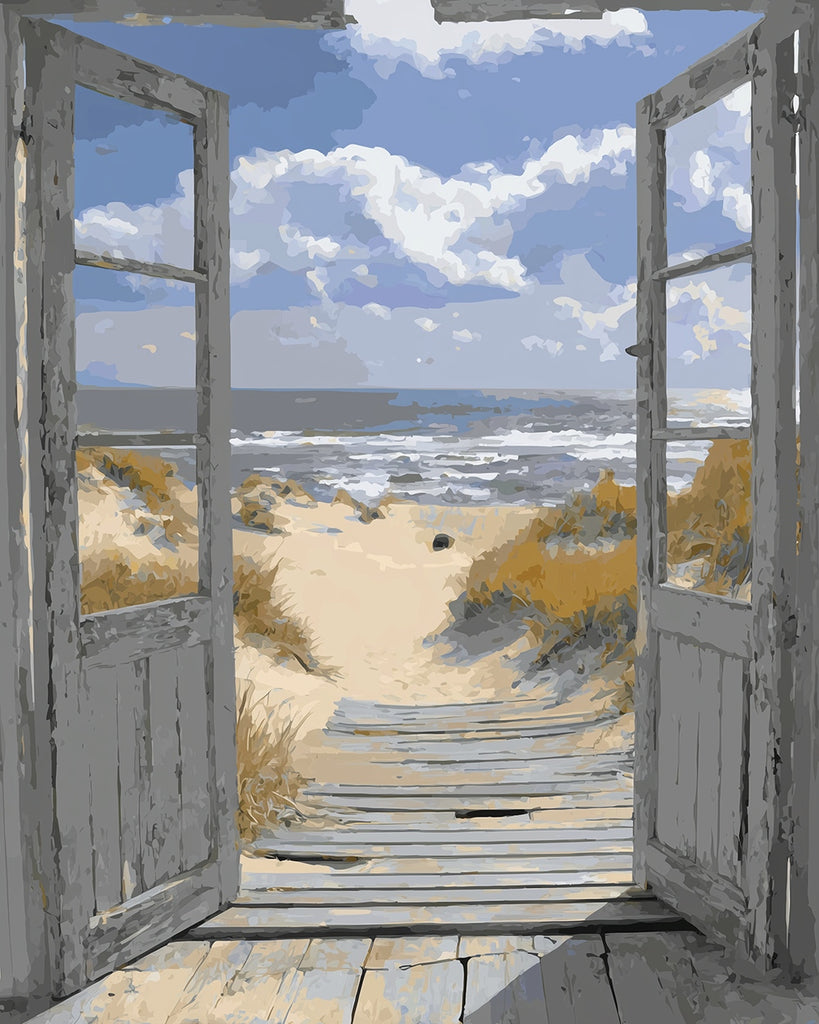 Wooden Door by the Sea Paint by Numbers